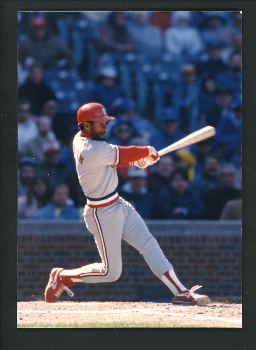 Ozzie Smith Press Original COLOR Photo Poster painting 5 x 7 St. Louis Cardinals action swinging