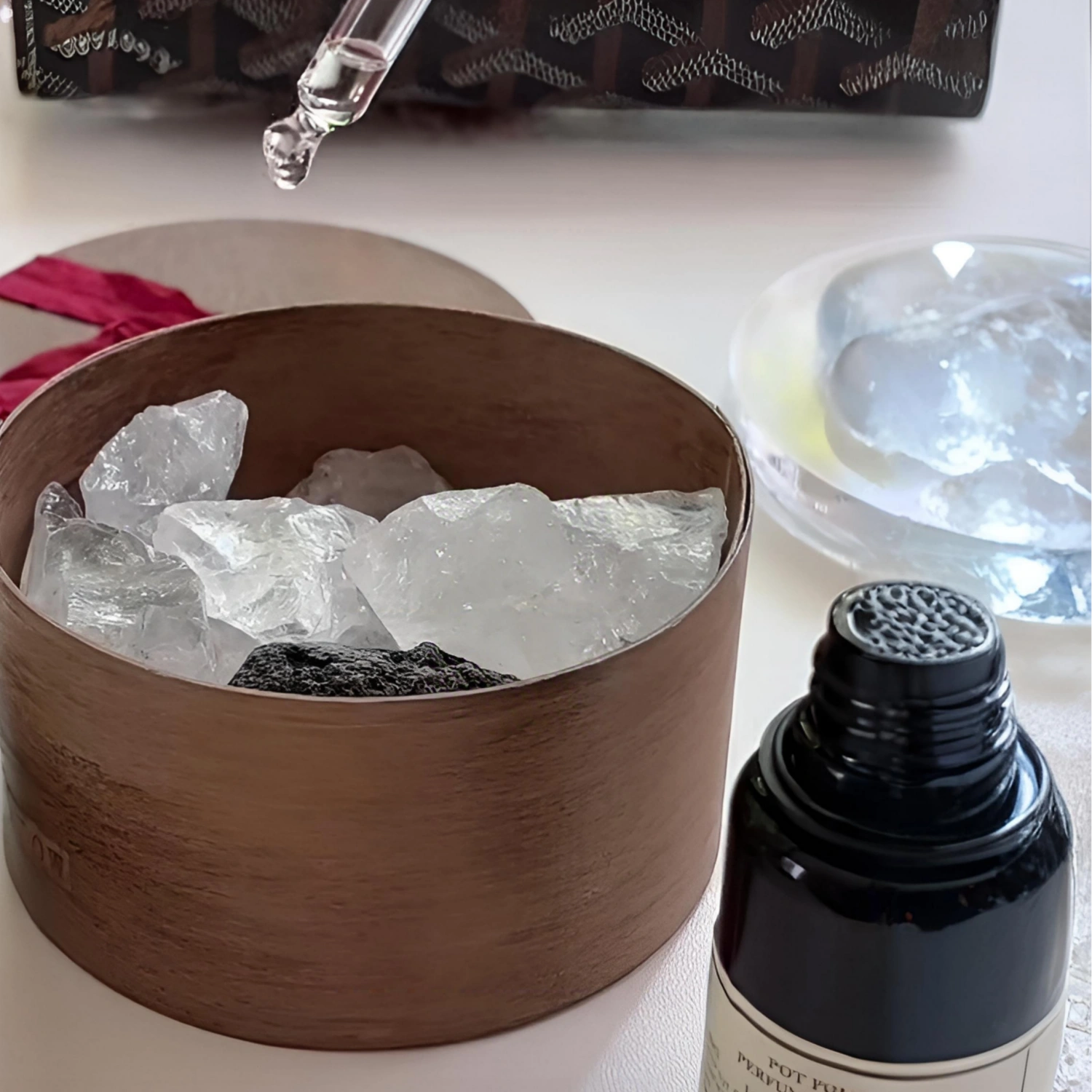 Clear quartz stones used as diffuser stones with essential oils