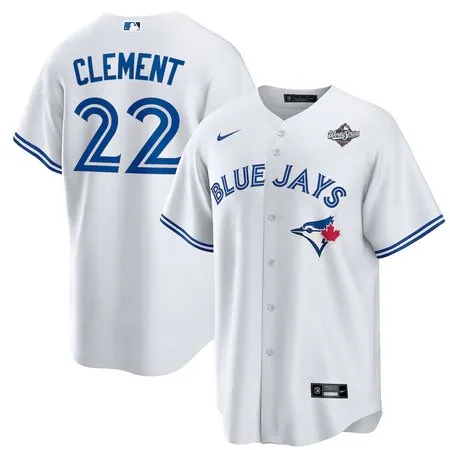 Men's Toronto Blue Jays #22 Ernie Clement  2025 World Series White Home Replica Jersey