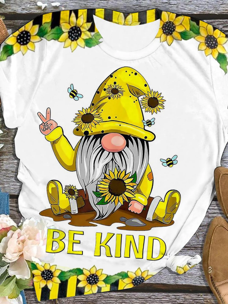 Be Kind Gnome Sunflower Bee T-Shirt