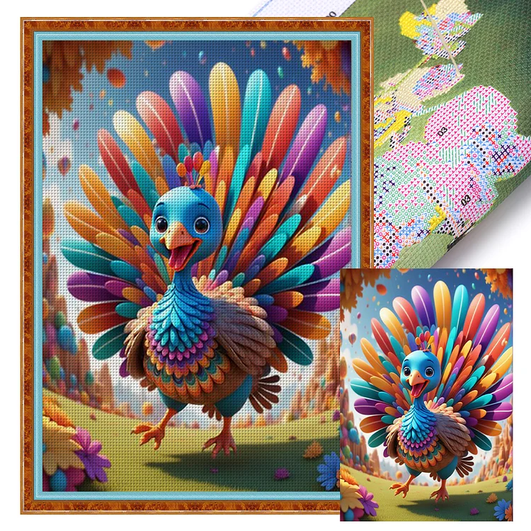 Colorful Peacock 11CT Stamped Cross Stitch 40*60CM