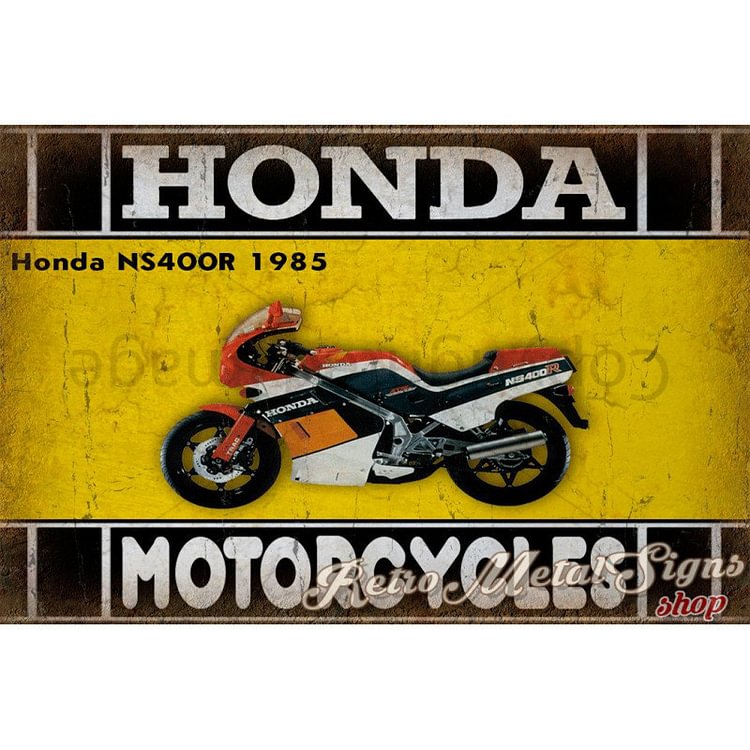 Honda ns400r 1985 moto - Enseigne Vintage Métallique/panneaux en bois - 20*30cm/30*40cm