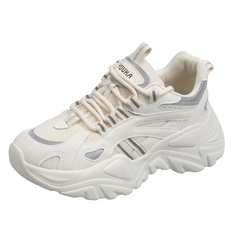 Fashion Blue Sneakers Women Spring 2021 PU Leather Ladies Platform Shoes Height Increasing Fashion Solid Color Chunky Sneakers