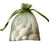 10 Pack | 3"x4" Olive Green Organza Drawstring Wedding Party Favor Gift Bags