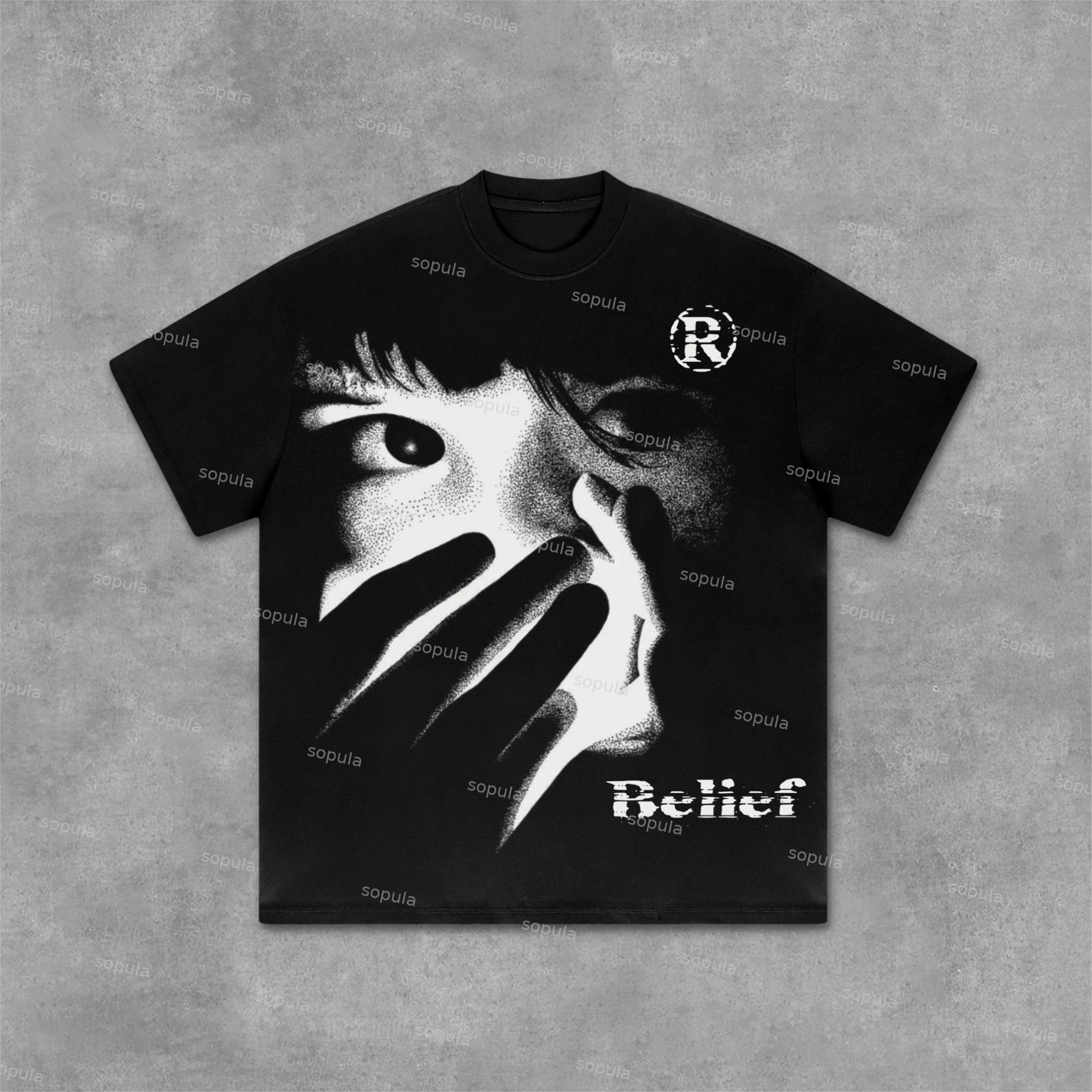 Sopula Belief Vintage Character Portrait Graphics 100% Cotton T-Shirt - SOPULA