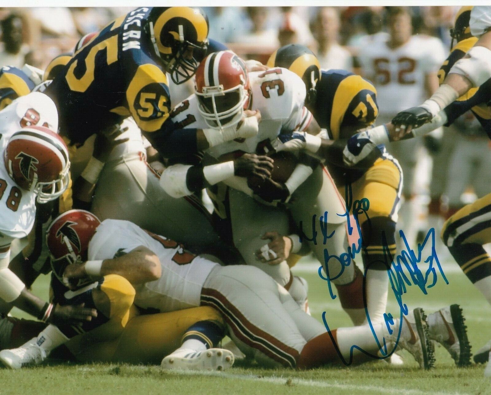 WILLIAM ANDREWS ATLANTA FALCONS 4 X PRO BOWL ACTION SIGNED 8x10 Photo Poster painting