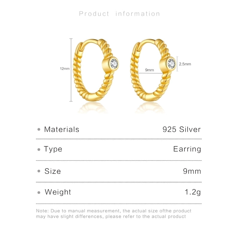 1 Pair 18K Gold Plated White Gold Plated 925 Sterling Silver Geometric Earrings