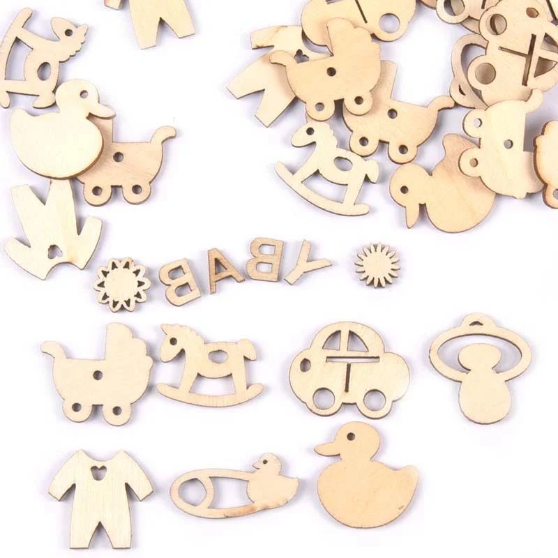 50Pcs Baby pacifiers Pattern natural wood Slices DIY Kid Painting Home Decoration Wooden Crafts Scrapbooking Handmade Ornaments