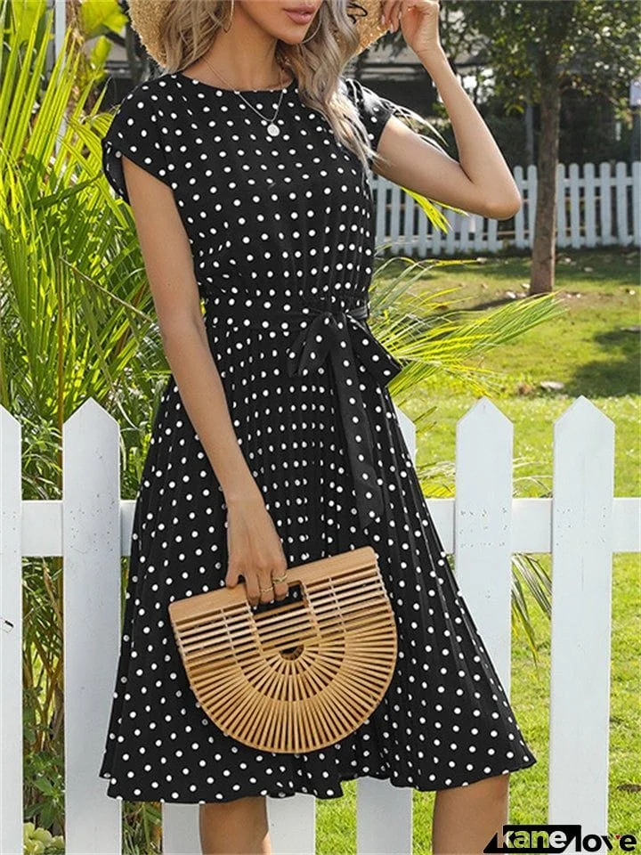 Fashion Polka Dots Modest Summer Dresses