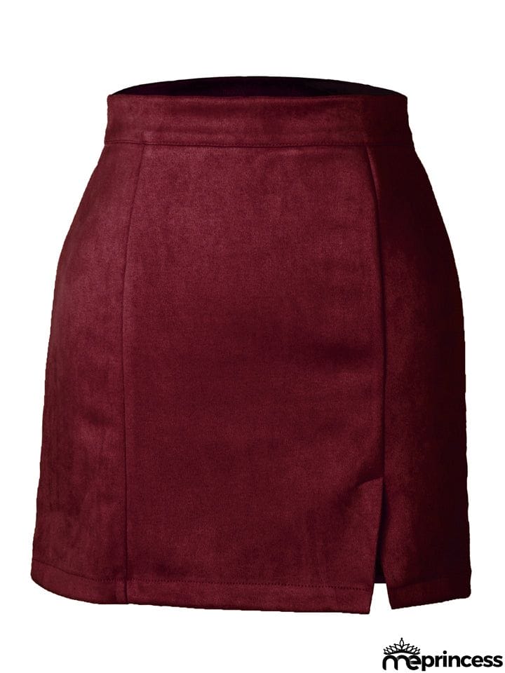 Women's Sexy A Line Suede High Waisted Skirts