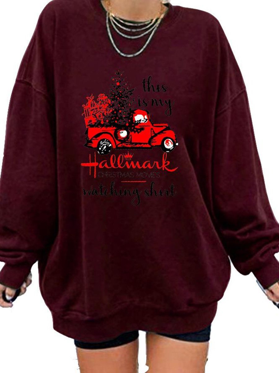 This Is My Hallmark Christmas Movies Watching Shirt Letters Oversized Hoodie