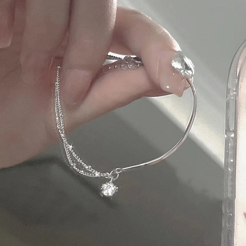 925 Sterling Silver Double-layer Star Bracelet Women's Niche Light Luxury Design High-end Bracelet Gift