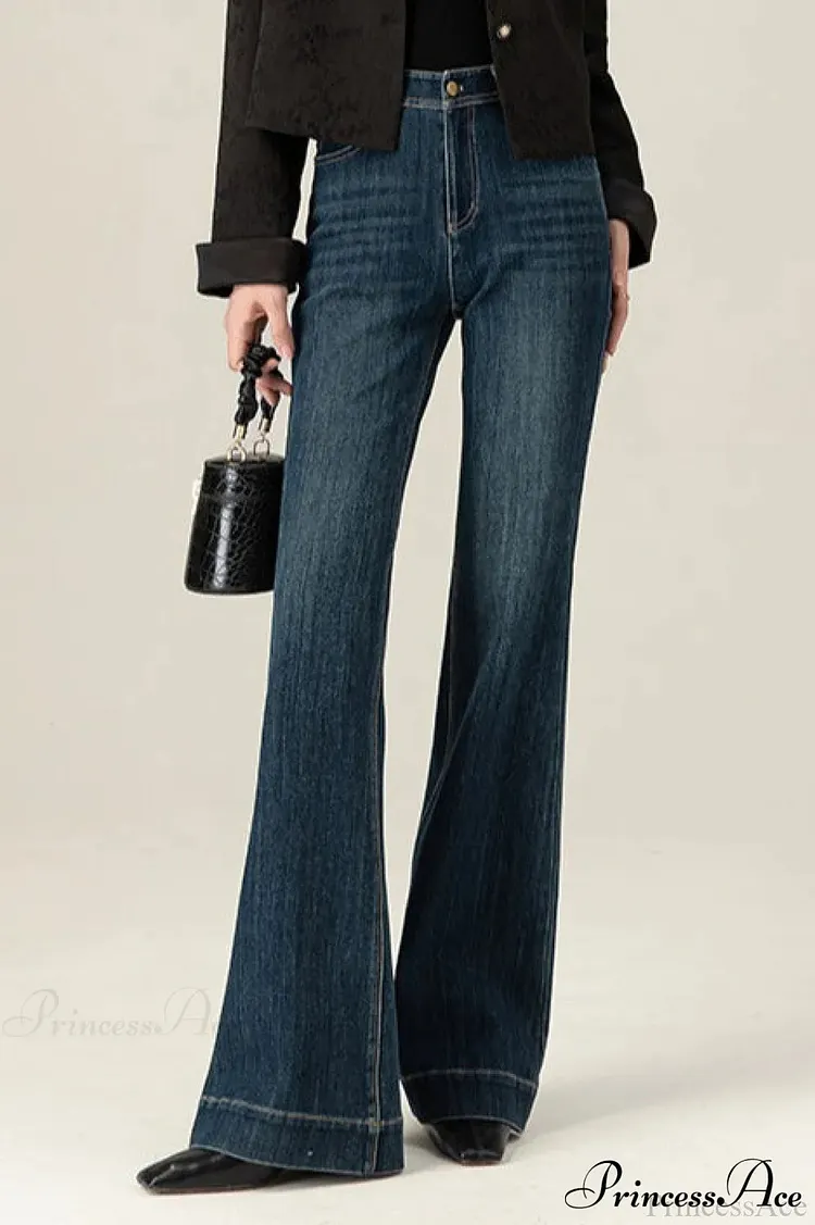 Vintage Solid Color Stretchy Bootcut Jeans