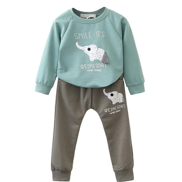 Stylish Long Sleeve Appliqué T Shirt Pants Clothing
