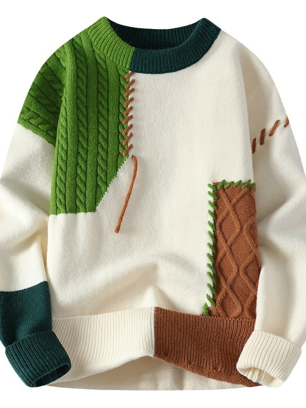 Trendy Unisex Color Block Oversized Sweater
