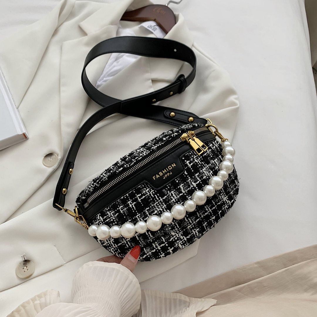 Pearl Designer MINI Woolen Cloth Crossbody Bags For Women 2022 Winter Shoulder Handbags Female Travel Branded Trending Hand Bag