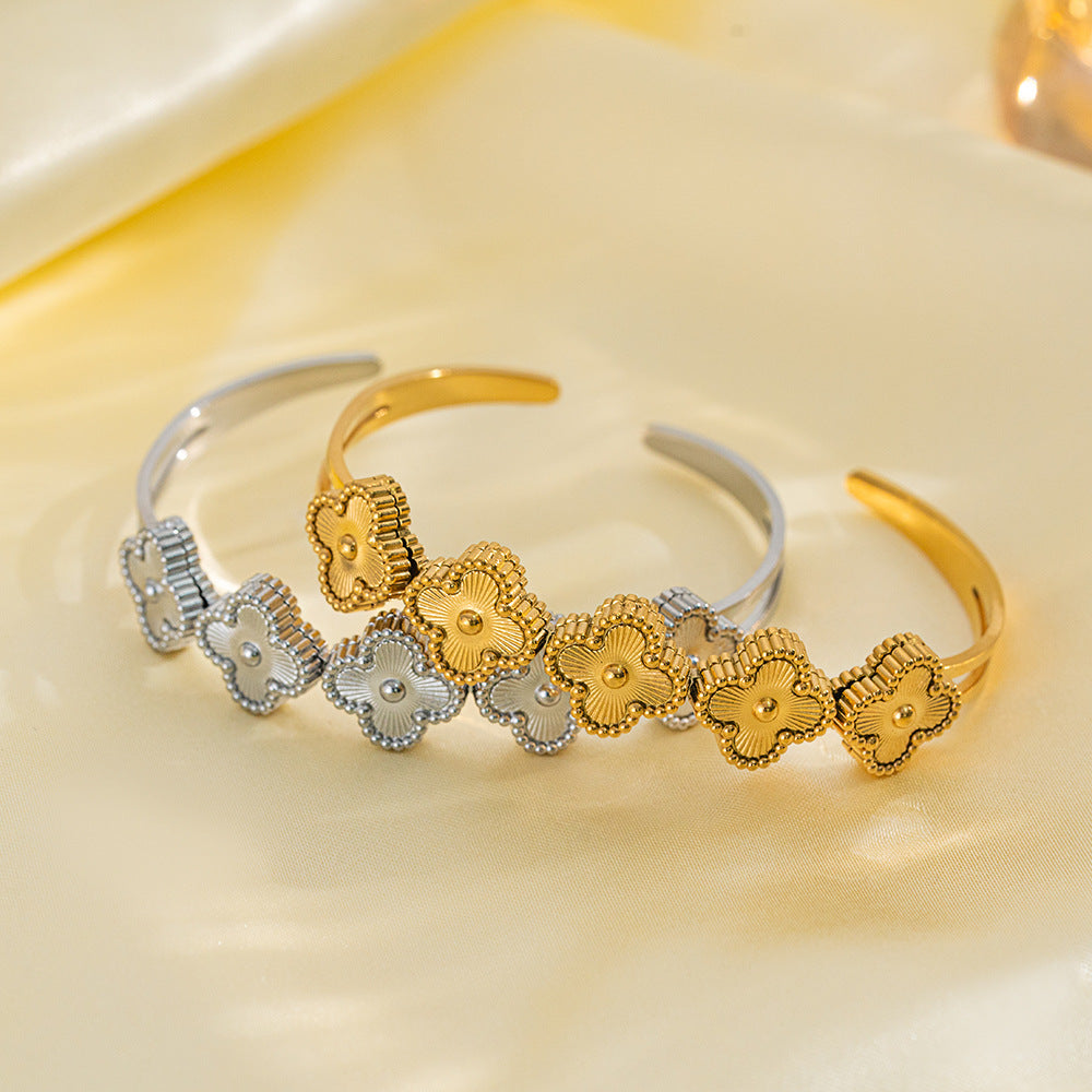 Bracelet Women Titanium Steel Stainless Steel Laser Bracelet Inlaid Diamond Simple Fashion Bracelet