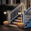 2 In 1 Outdoor Flower Pots Light with Planter Solar Lamp Post Light Freestanding Planters Lamp IP54 Waterproof Decorative Solar Lamp for Terrace Front Pedestrian Hall Decor