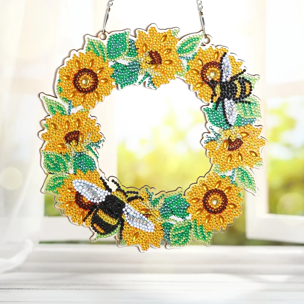 DIY Diamond Painting Art Hanging Wreath - Bee