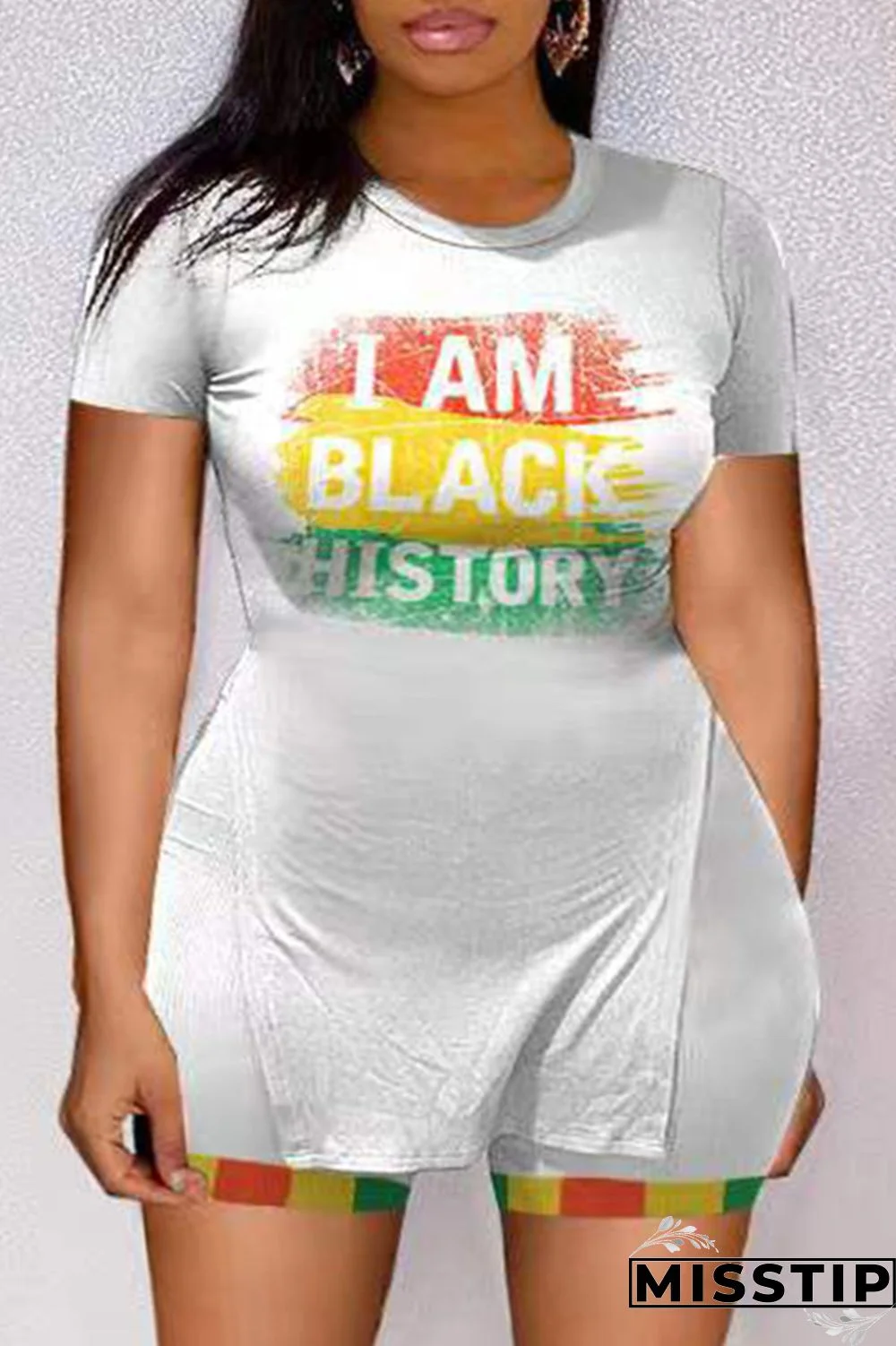 Beige Fashion Casual Letter Print Slit O Neck Plus Size Two Pieces