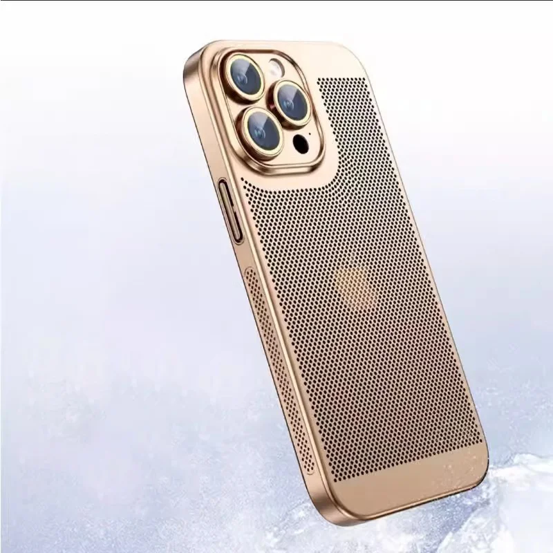 Electroplated Cooling Mesh Phone Case With Lens Protector For IPhone 14/14 Pro/14 Pro Max/14 Plus/13/13 Pro/13 Pro Max