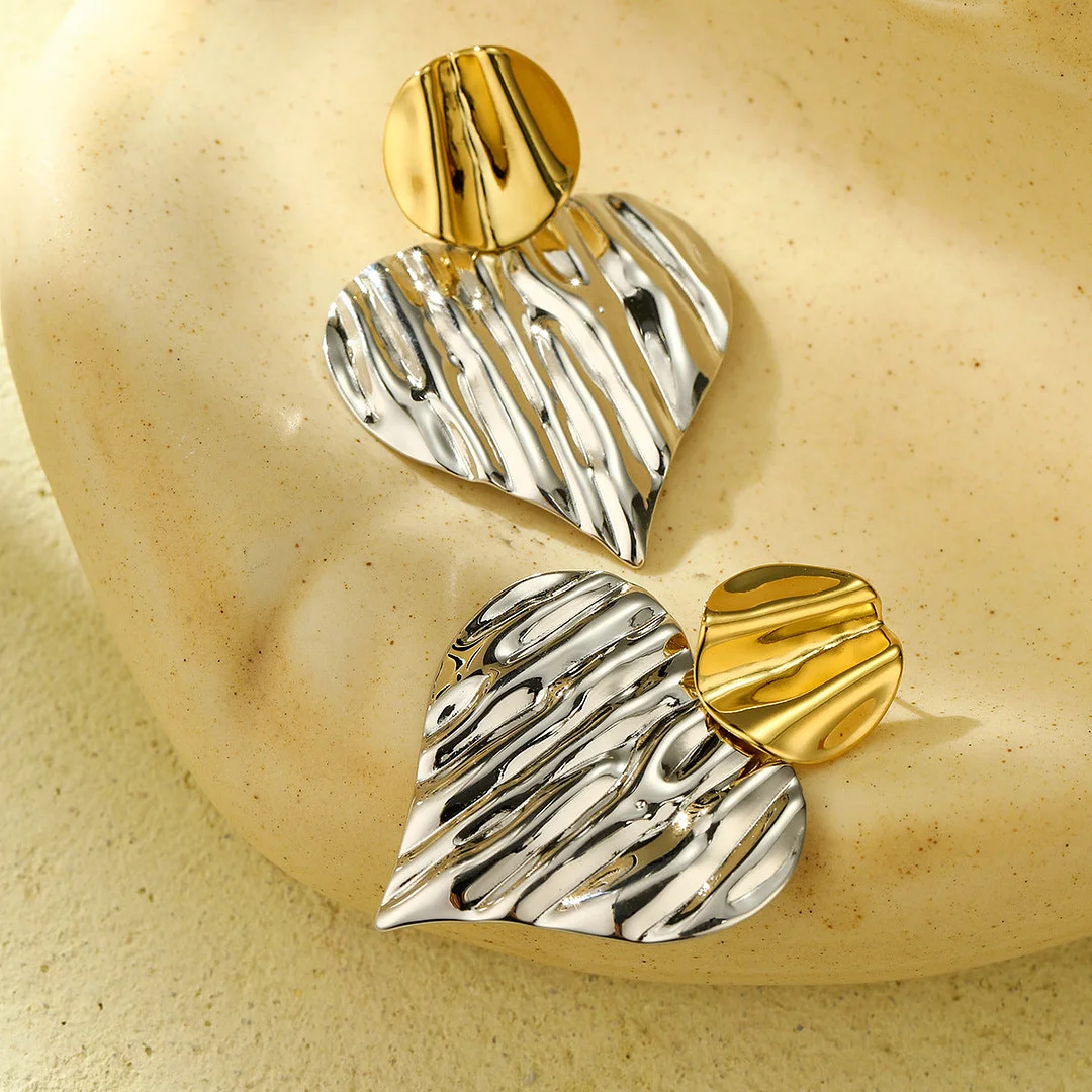 Irregular Love Wave Pattern Titanium Steel Earrings