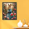 Rose Dress Rabbit Full 18CT DIY Stamped Cross Stitch Kits for Adults Home Decor 40x50cm