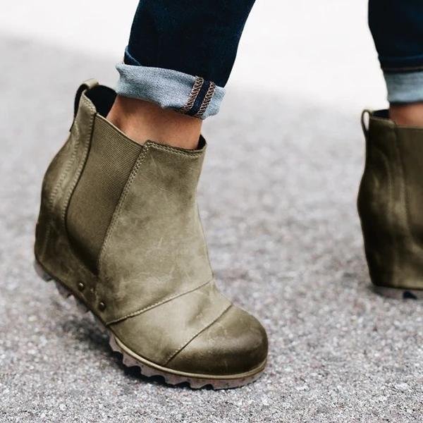 Women Winter Slip On Wedge Boots -boots