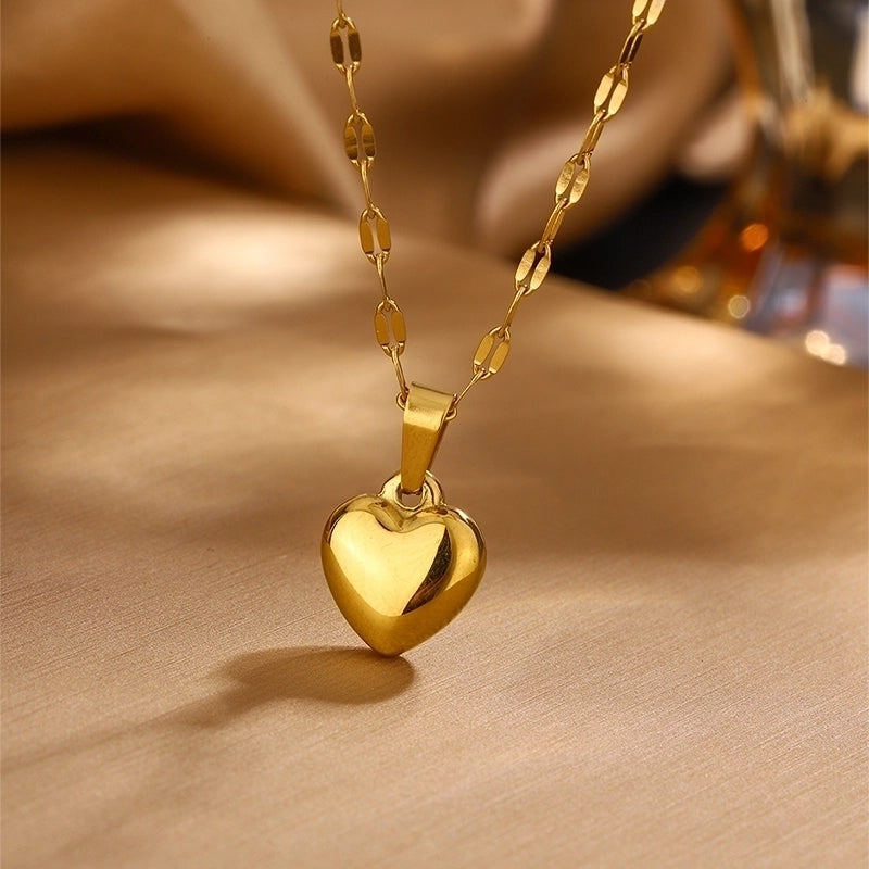 Fairy Style Cute Sweet Heart Shape 304 Stainless Steel 18K Gold Plated Jewelry Set