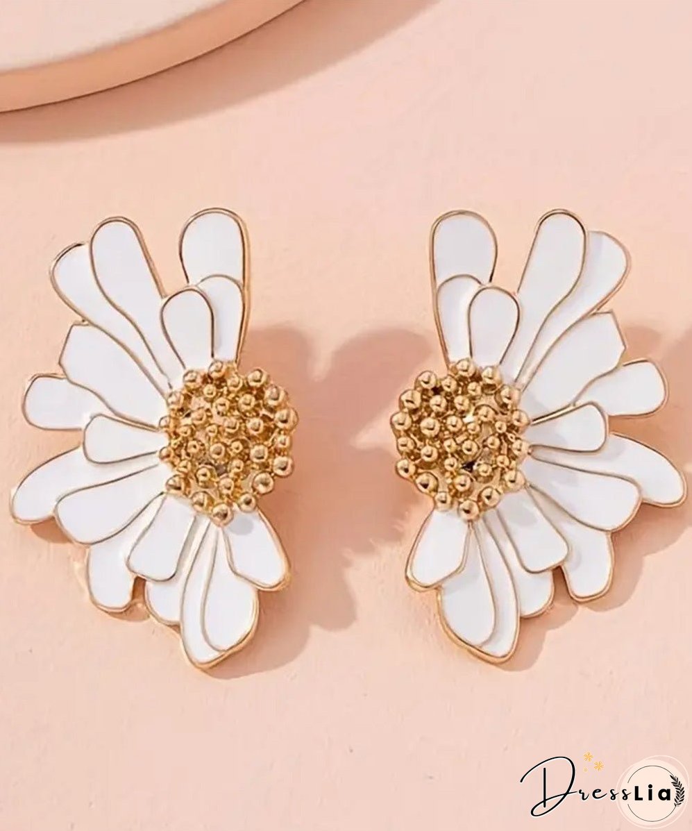 Oversize Black Sterling Silver Alloy Little Daisy Stud Earrings