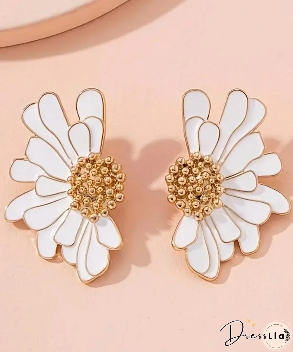 Oversize Black Sterling Silver Alloy Little Daisy Stud Earrings