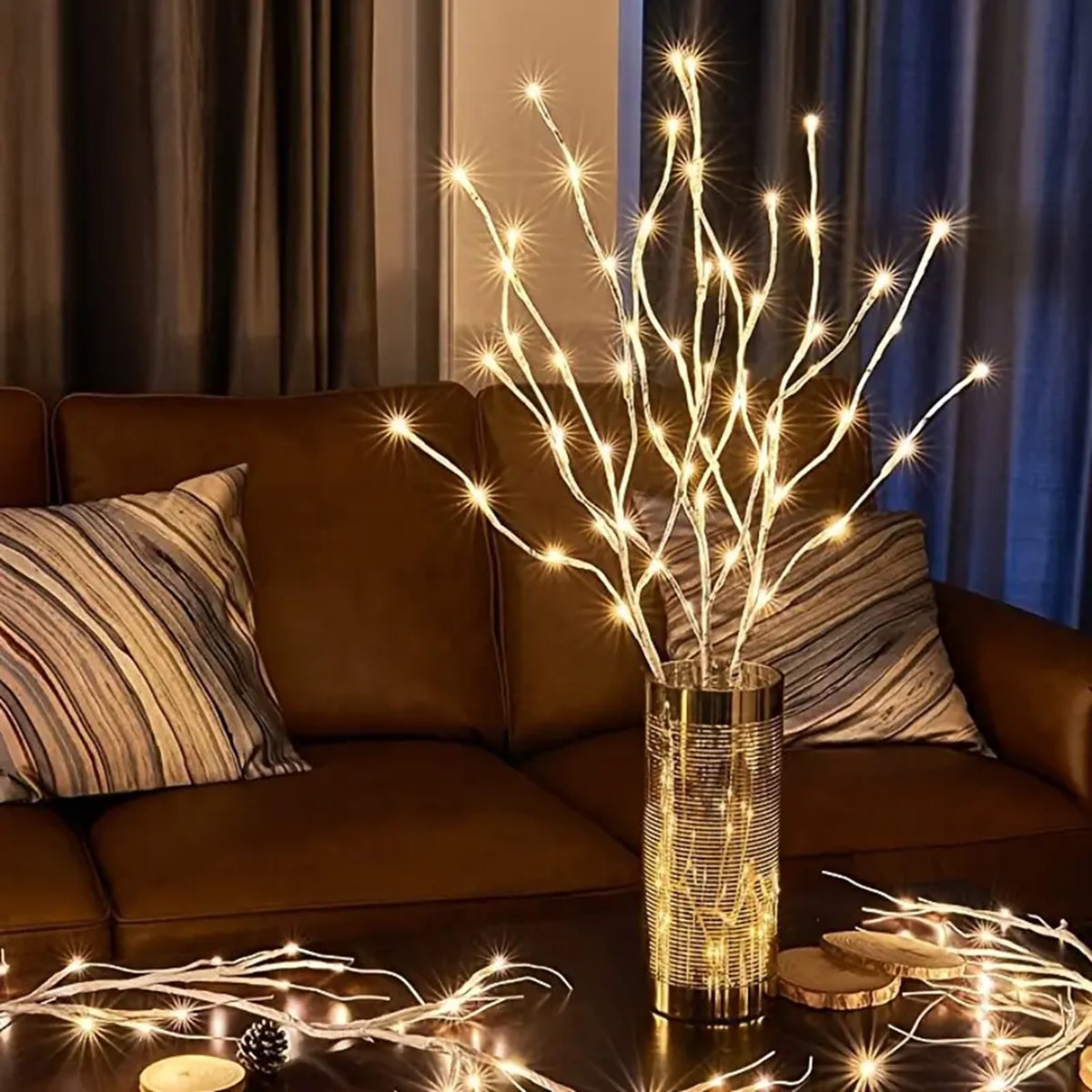 Tegooe Battery-Operated LED White Birch Branch Lights - 28 Inch Twig Decor