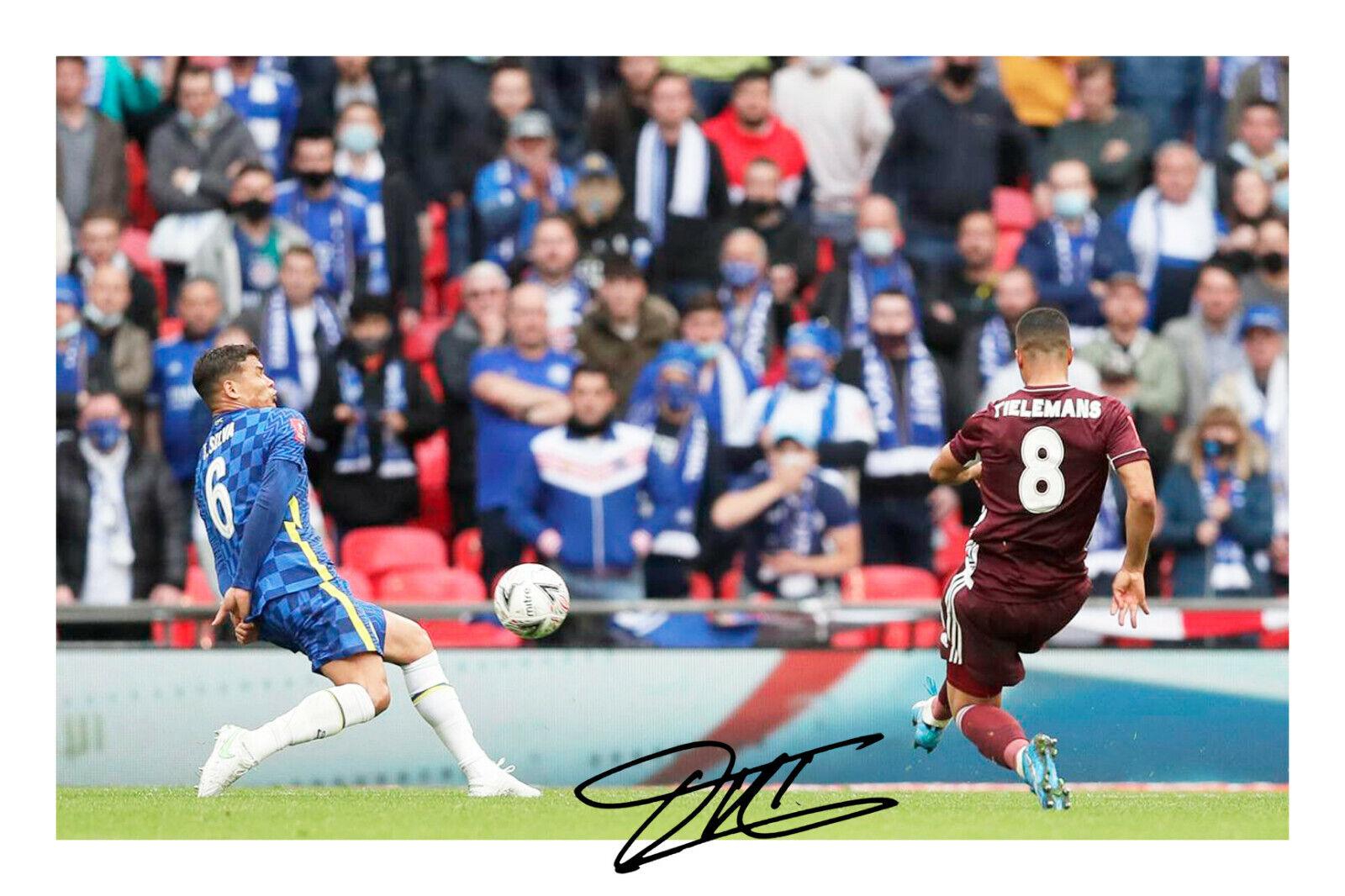 Youri Tielemans Leicester City FC FA Cup Winners Squad Signed A4 Photo Poster painting Print