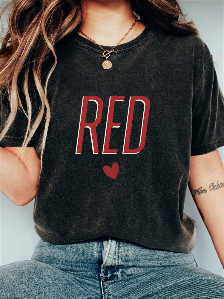 TS Red Heart Graphic Vintage Washed T Shirt