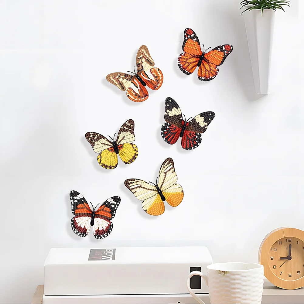 6Pcs Butterfly DIY Diamond Painting Decorative Stickers Set with Light