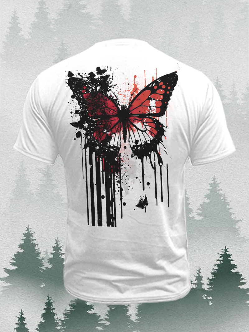 Monarch Butterfly Ink Painting Printed Short-Sleeved T-shirt