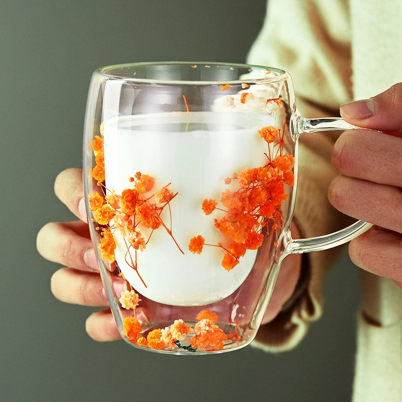 Casual Vacation Flower Borosilicate Glass Mug 1 Piece