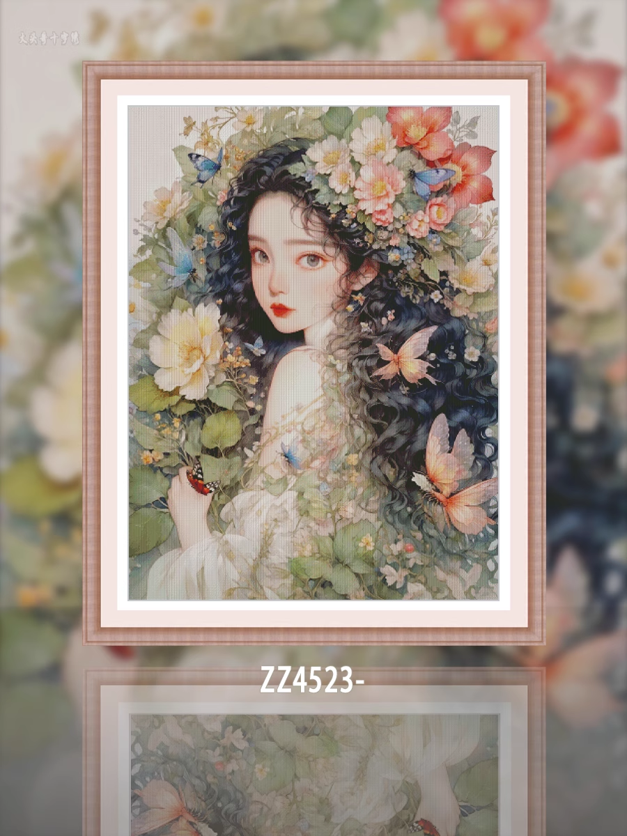 1set DIY Printed Cross Stitch Kit 【ZZ4537- The Girl in the Flowers Final Edition】printed (stamped) cross-stitch Painting Fairy Cross Stitch