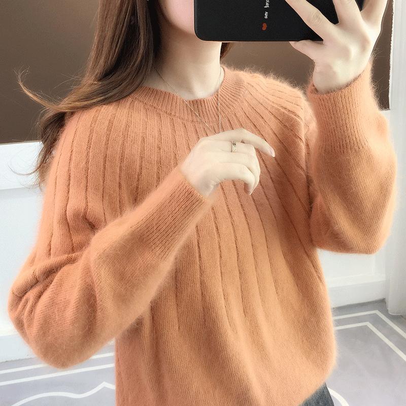  thdmladies Warm plush fluffy knitted sweater thedmladies