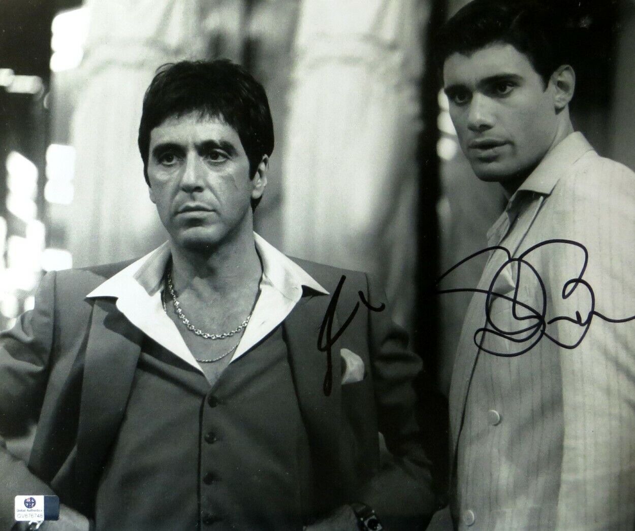 Al Pacino Steven Bauer Signed Autographed 11X14 Photo Poster painting Scarface B/W GV876748