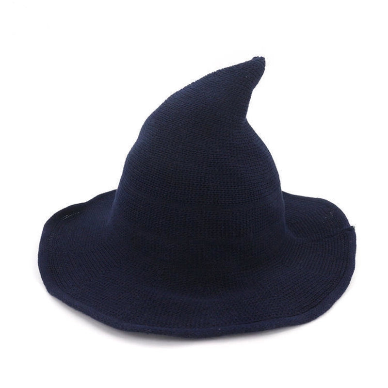 Exclusive Cotton Yarn Wizard Popular Knitted Halloween Witch Hat Peaked Foldable Magic Hat