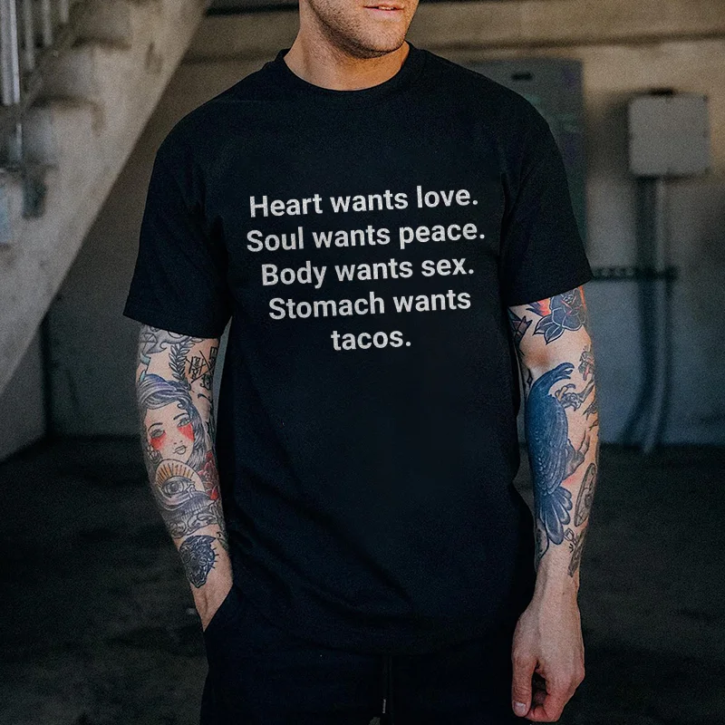 Heart Wants Love Soul Wants Peace Printed T-shirt -  