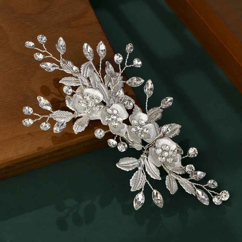Elegant Bridal Women’s Flower Alloy Diamond Insert Comb