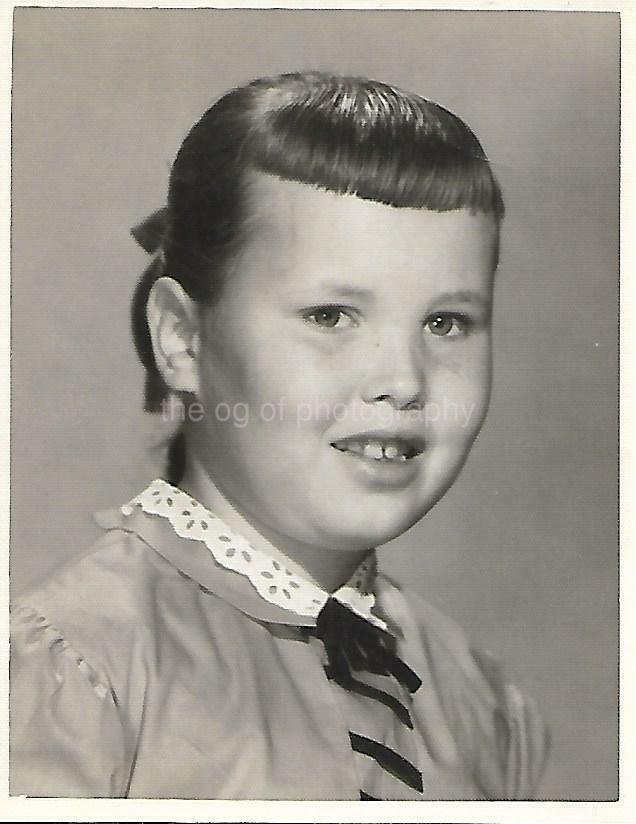 PORTRAIT OF A SCHOOL GIRL Found Photo Poster painting bw Original Portrait VINTAGE 12 4 R