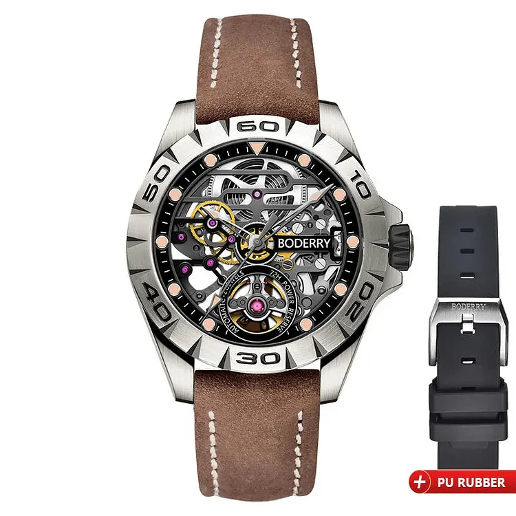 Boderry Skeleton Titanium Watch Automatic Waterproof Sapphire Glass