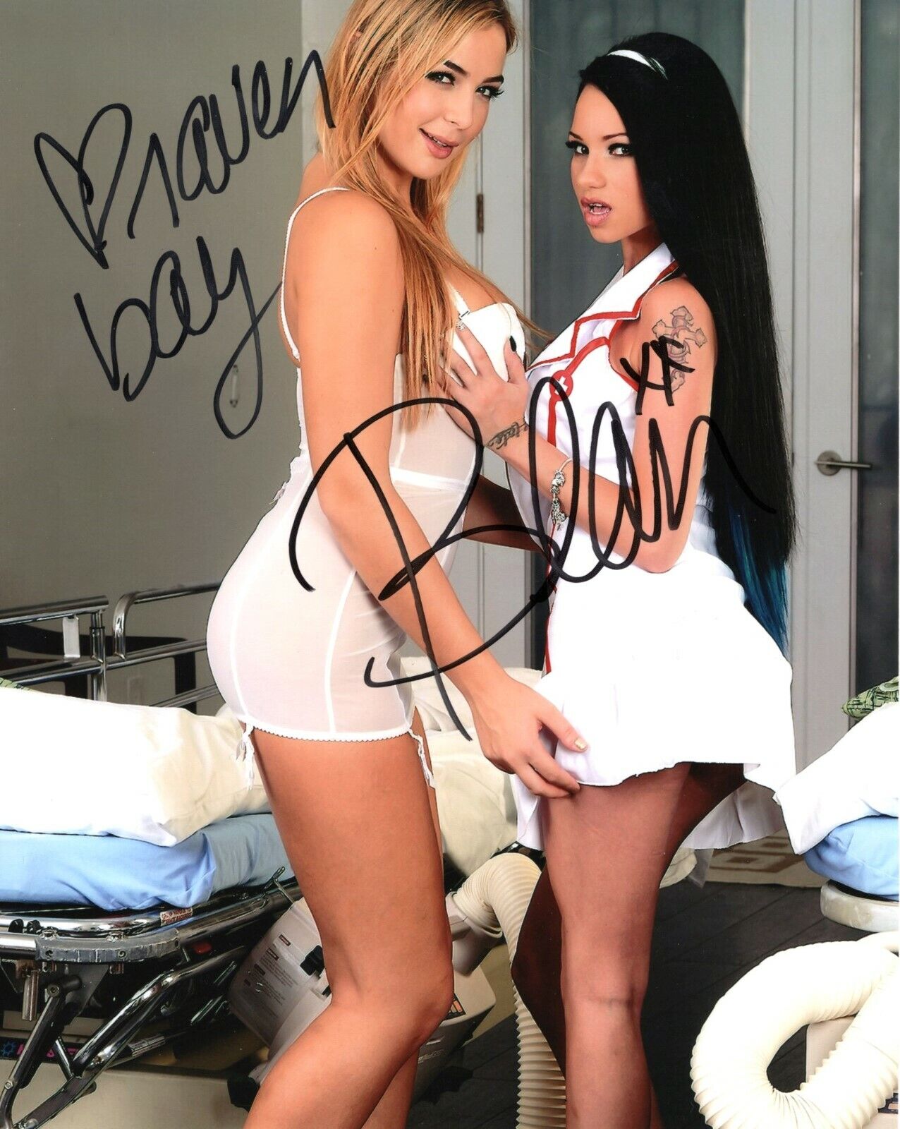 Raven Bay & Blair Williams Combo Signed 8x10 Photo Poster painting Adult Model COA Proof