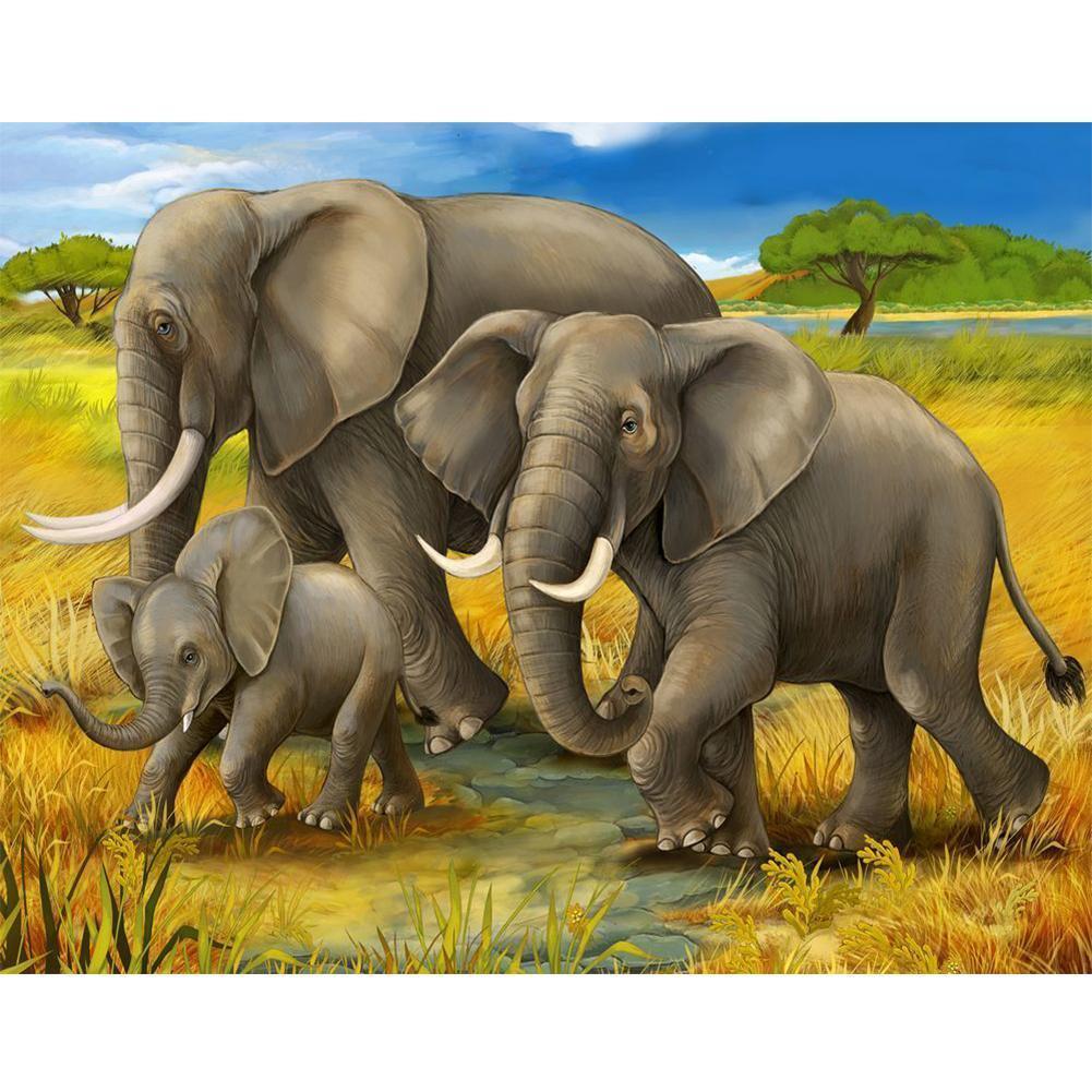 

(Multi-Size) Elephant - Round/Square Drill Diamond Painting - 40*30CM, Round diamond 30*40cm, 501 Original