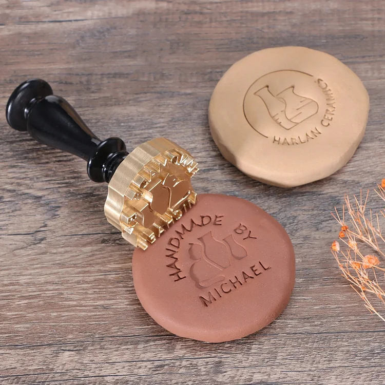 Custom Pottery Stamp for Clay Christmas Gift Personalized Logo Clay Stamp with Your Design, Letter Ceramic Stamps for Pottery Clay to Create Unique Imprints, Clay Potters Lovers Gifts, Polymer Clay Tools 