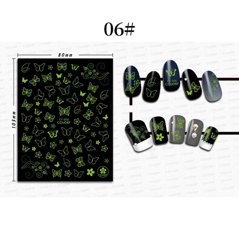 1 Sheet 3D Halloween Nail Sticker Christmas Skull Bone Snake Butterfly Maple Leaf Pattern Decals Manicures 3D Nail Decorations