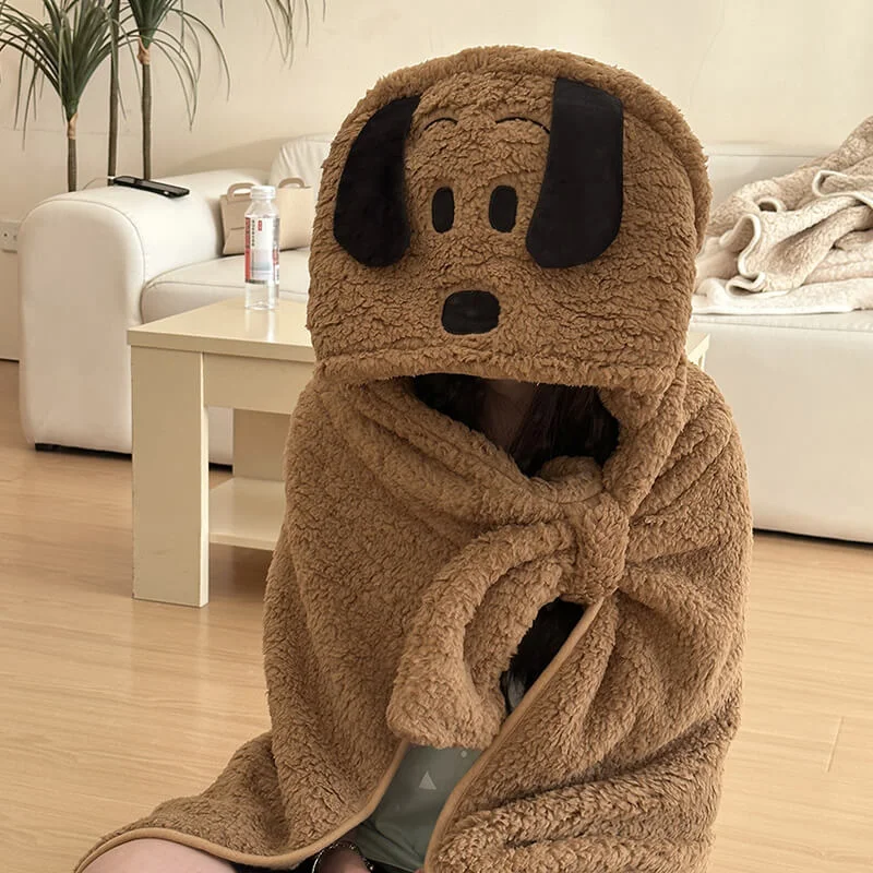 Mewaii® Dog Wearable Blanket Hoodie Oversized Flannel Sweatshirt Blanket Warm & Cozy Hooded Blanket Gifts